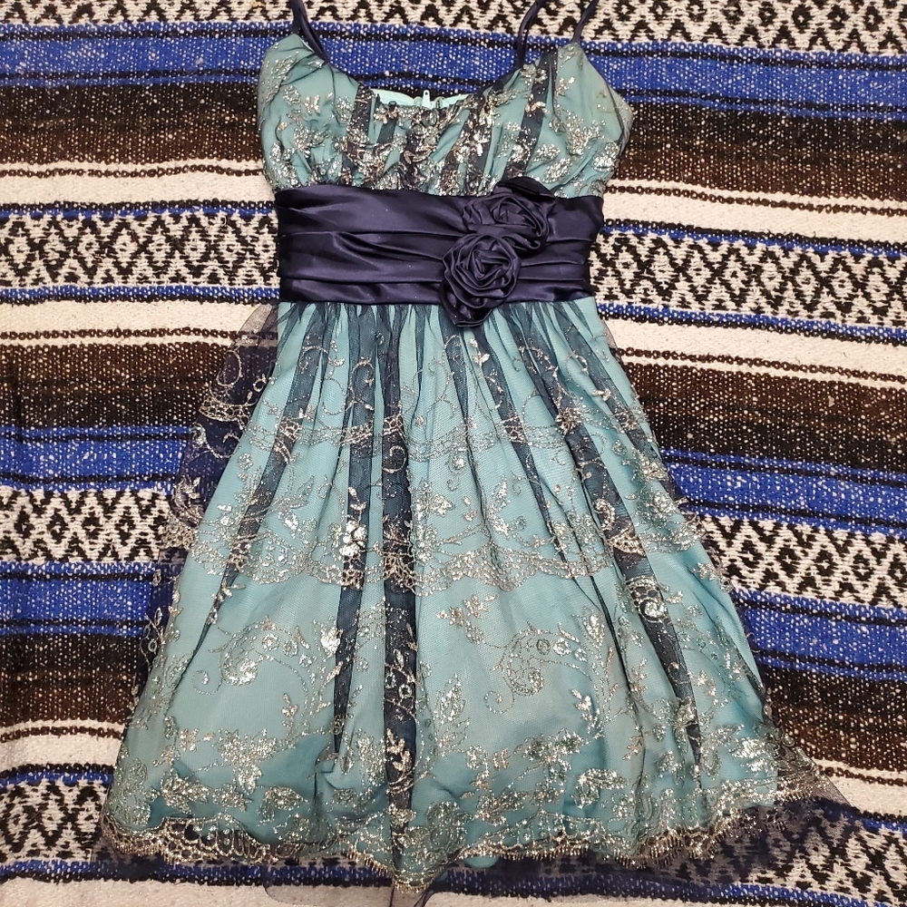 Teal/navy prom dress